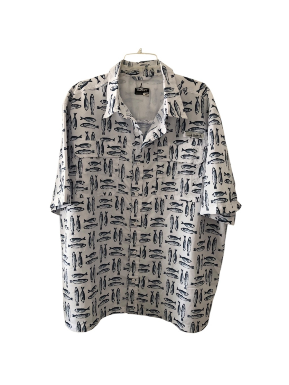 Size 2XL Habit Fishing Shirt. Novelty Fish Print. 40+ UPF UV Quick Dry Coastal